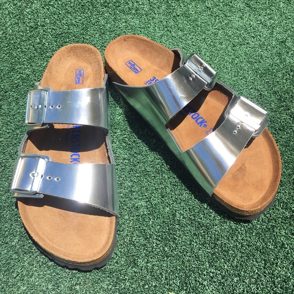 NWT Birkenstock Arizona Sandal Leather Silver 39 - Picture 3 of 8